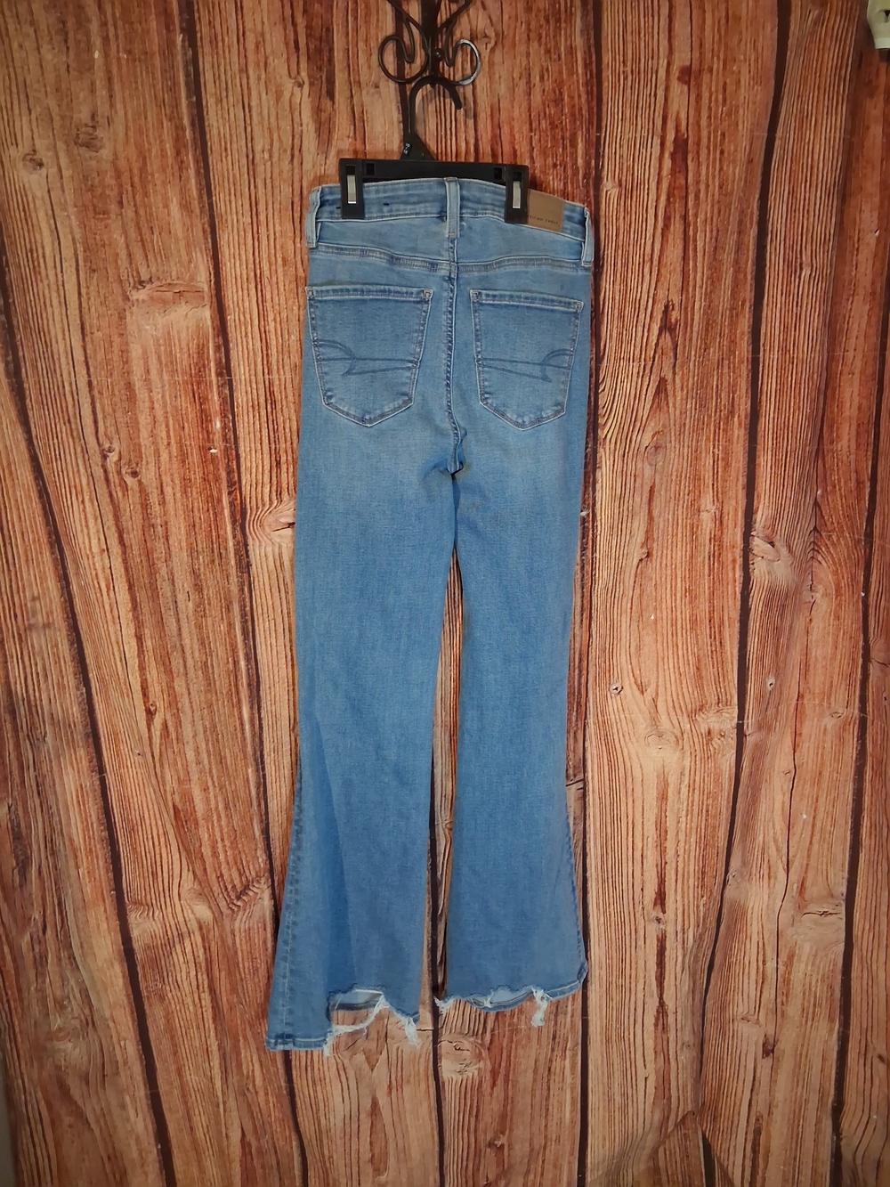 American Eagle Outfitters Light Blue Flare Jeans - Raw Hem